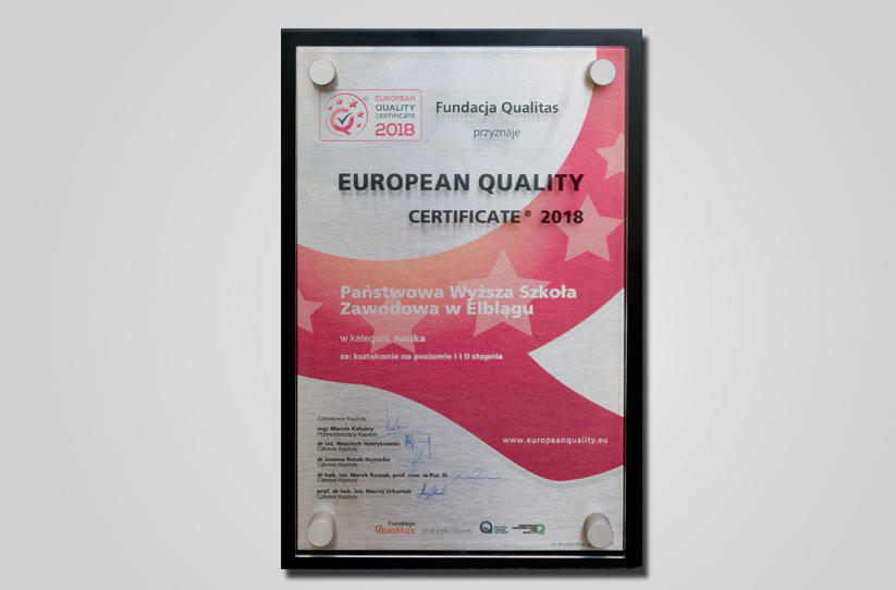 European Quality Certificate 2018