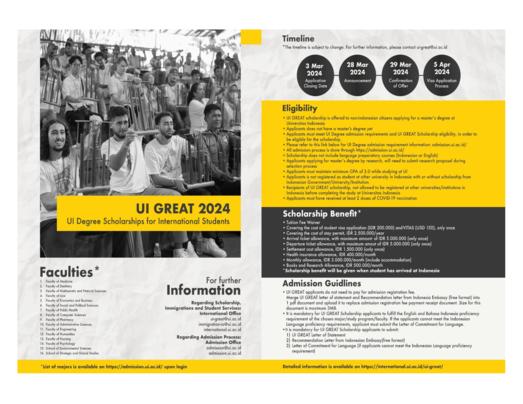 Stypendia Universitas Indonesia UI GREAT dla studentów